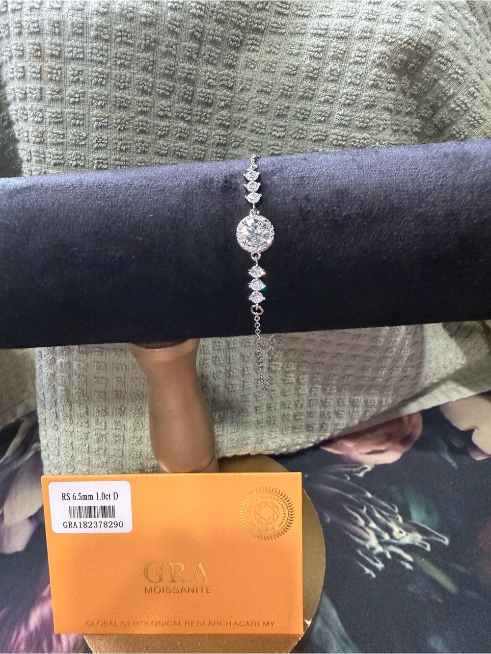 Silver-Tone Sparkle Moissanite Bracelet in White